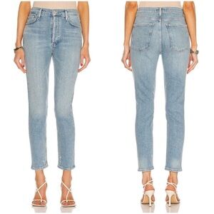 AGOLDE Light Wash Nico High Rise Slim Fit Cropped Button Fly Jeans 26